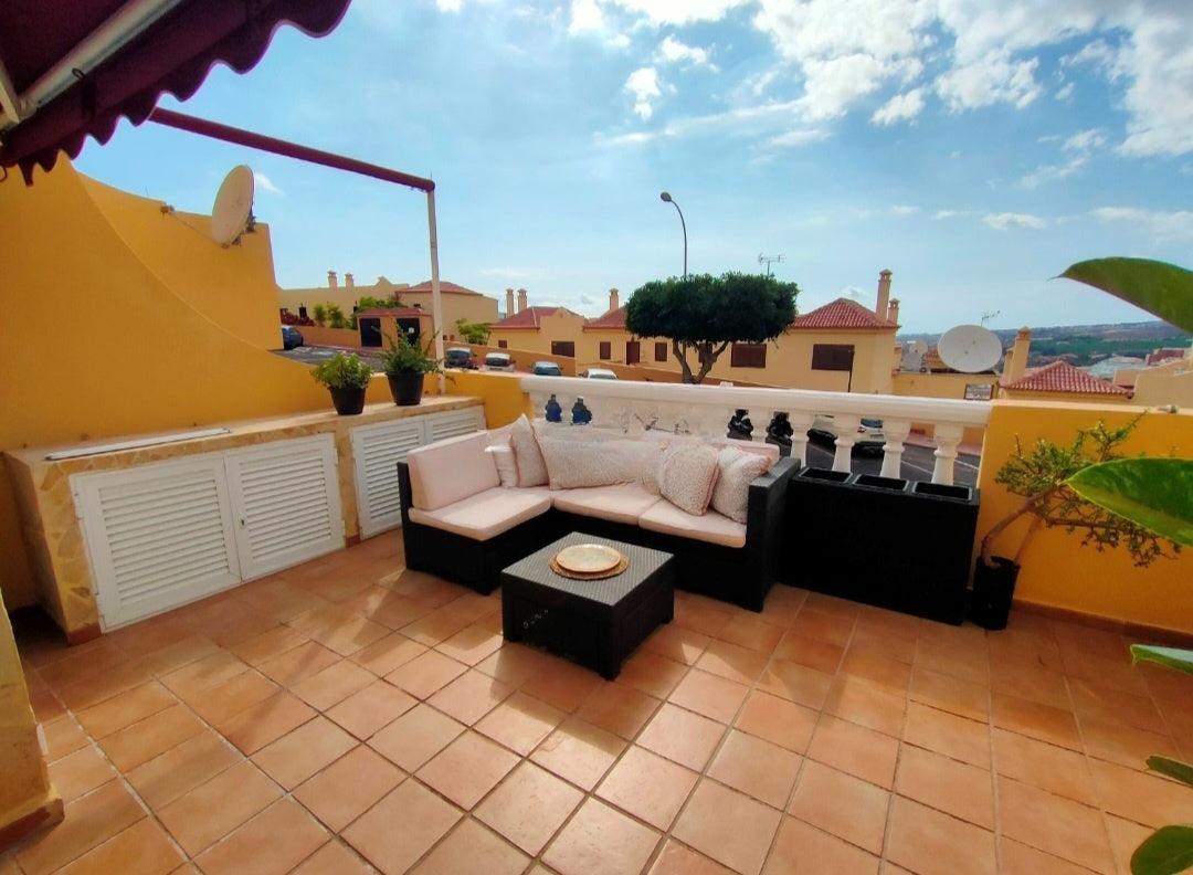 Costa Adeje Balcon del Atlantico Magnificent Apartment spacious terrace with large sofa