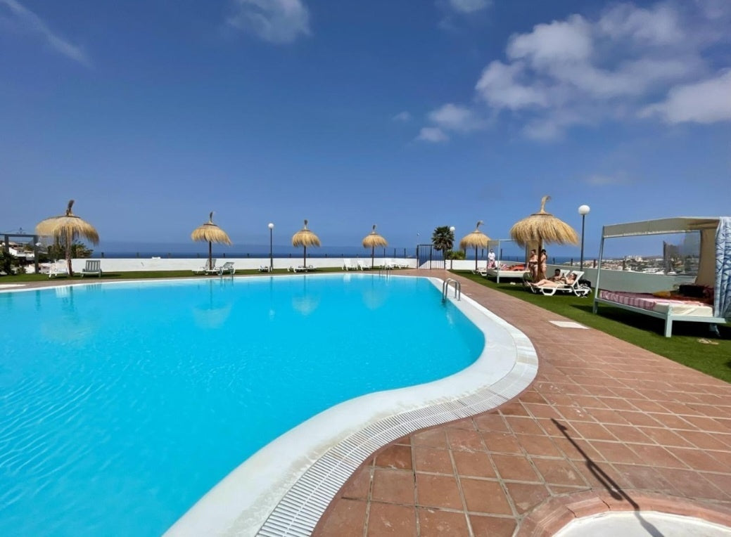Costa Adeje Perfect Investor Apartment Complex pool solarium with stunning sea view