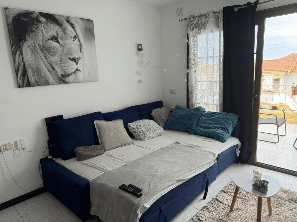 Costa Adeje Stunning Apartment at Windsor Park 35 modern living room and large sofa