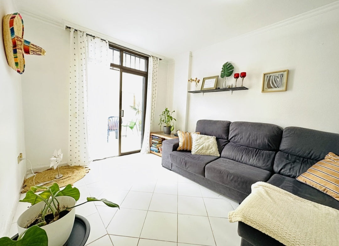Heart of Los Cristianos Apartment Tenerife modern living room with large sofa