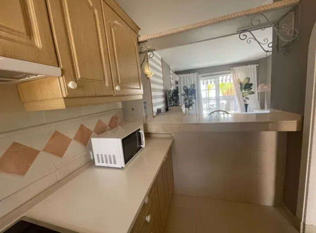 Los Cristianos Dream Duplex Tenerife Modern Open Plan Kitchen microwave