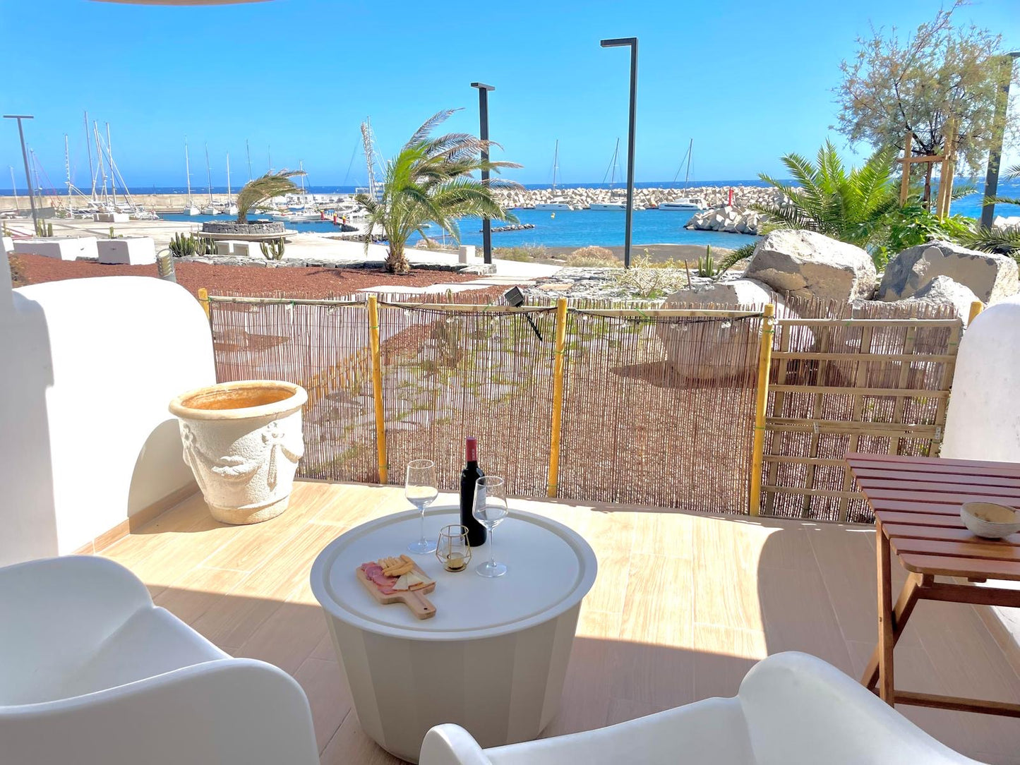 Stunning Sea View Apartment at Amarilla Golf terrace appetizers